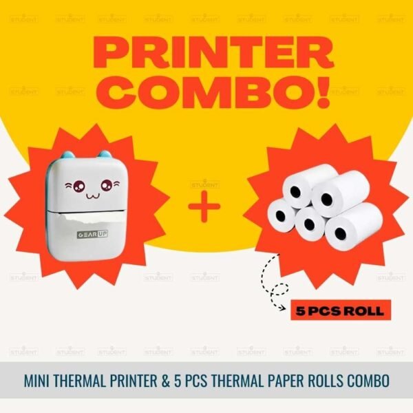 Gearup Thermal Printer & Thermal Paper Rolls Combo